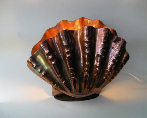 Copper Scallop Shell Lamp | Thrussells Lamp in the shape of a scallop shell. Made by Thrussells