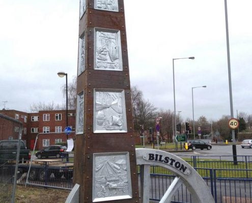 Bilston Town Entrance Heritage Sculpture | Bilston, Wolverhampton | Thrussells Bilston Town Entrance Heritage Sculpture, made of steel and core-ten steel. Made by Thrussells. Public Art Wolverhampton