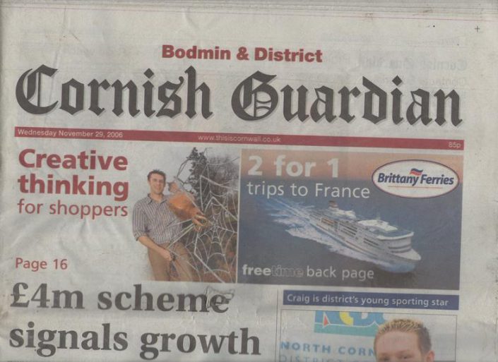 Newspaper article feating Thrussells