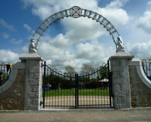 Carharrack Park Arch Entrance Feature | Carharrack, Cornwall | Thrussells Metal sculptural heritage archway made by Thrussells. Public Art Cornwall