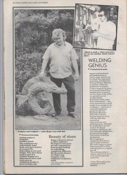 Newspaper article feating Thrussells