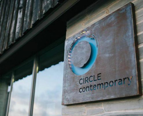 Circle Contemporary Gallery, core-ten sign | Wadebridge, Cornwall | Thrussells Gallery Circle Contemporary sign. Made by Thrussells