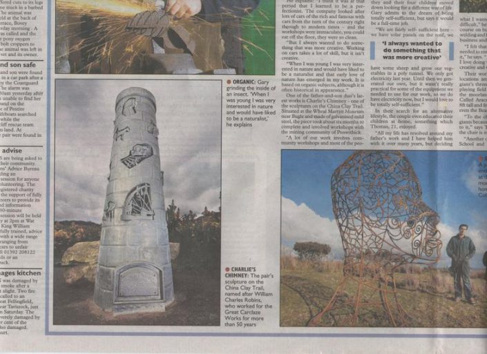 Newspaper article feating Thrussells