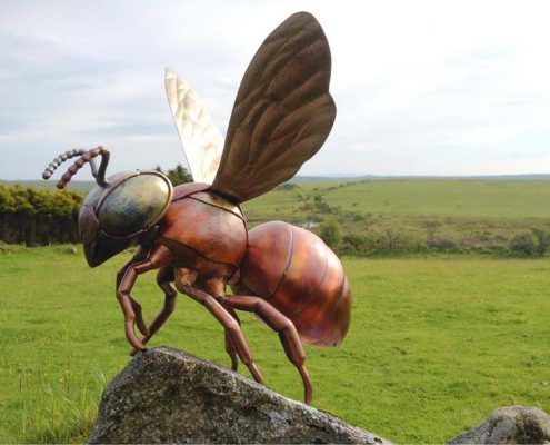 Copper and stainless steel giant Bee sculpture. Made by Thrussells