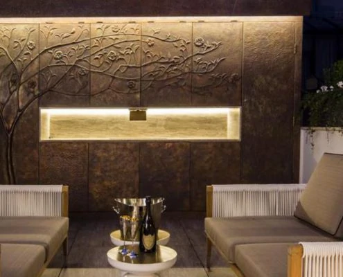 Copper Repoussé tree wall art. Made by Thrussells Mayfair, London