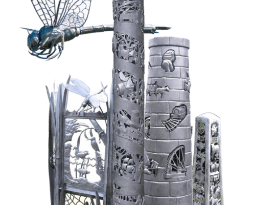 group of metal heritage themed sculpture by thrussells
