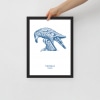 Black wooden A3 frame print with Thrussells blue bird perspective