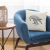 Square 50x50 cushion with Thrussells grey bird on chair