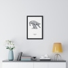 Black wooden A3 frame print with Thrussells grey bird on display