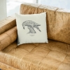 Square 50x50 cushion with Thrussells grey bird in living room